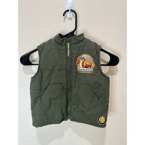 Vintage Y2K Winnie The Pooh and Tigger Boys Sz 24MOS Green Puffer Vest Nice!